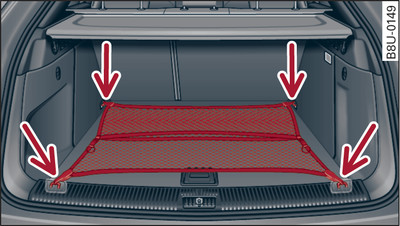 Coffre à bagages : filet à bagages* tendu